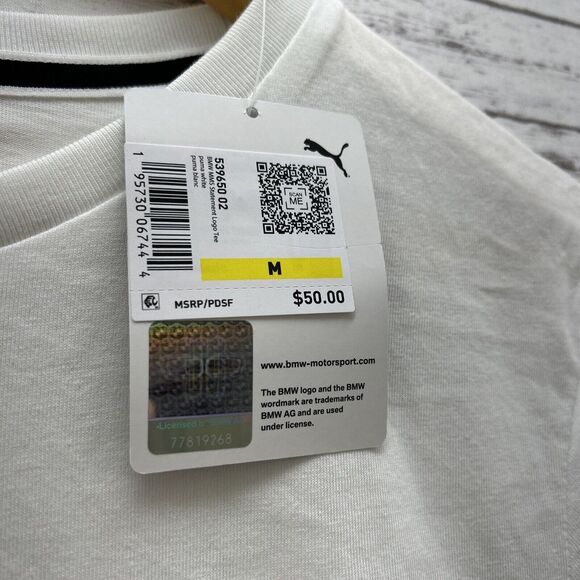Puma BMW Motorsport T Shirt Men's Medium White Graphic Tee NEW - Picture 7 of 9
